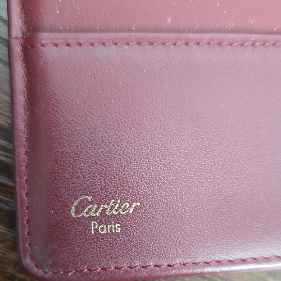 Cartier Maroon Leather Card Holder with Gold Logo - Picture 8 of 12